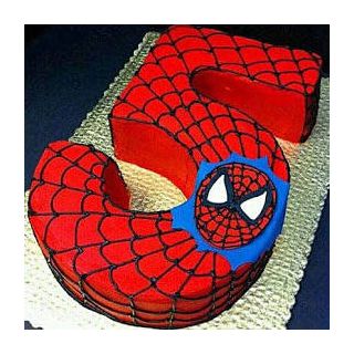 5 shape numeric theme cake with spiderman theme in 2 kg kids cake