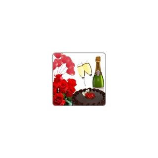 Bunch of 100 Red Roses Bottle Of Champegne , 1 Kg Chocolate Cake, 10 Heart Shape Balloons