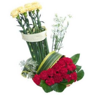 arrangement of 20 Red & yellow Carnations