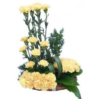 Arrangement of 20 yellow carnations