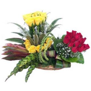 Arrangement of 30 Red and yellow Roses