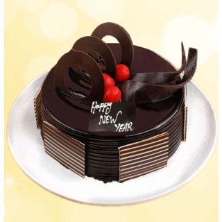 double chocolate new year theme cake 