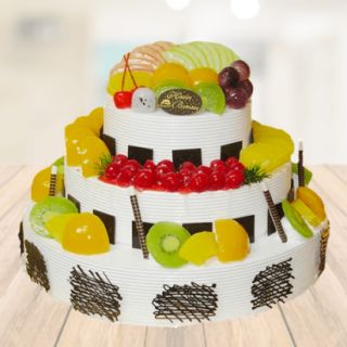 2 tier mix fruit fresh cream premium quality cake of 2 kg