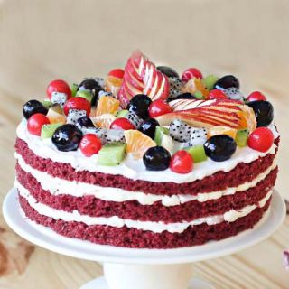 red velvet premium fruit anniversary cool cake 