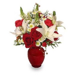 Lilies and Roses in vase