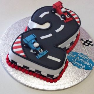 Numeric shape 2 cake with car theme 