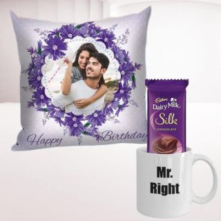 Set of photo cushion and photo Mug with dairy milk silk 